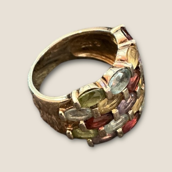 Gold over Sterling Muli Gemstone Ring - Picture 3 of 6